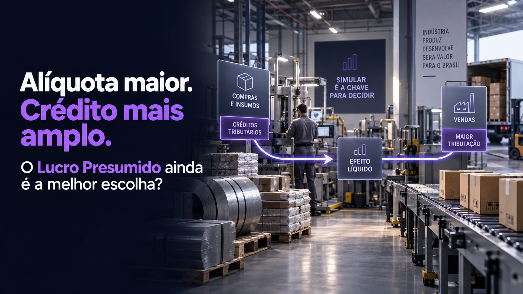 Lucro Presumido na reforma tributária, com créditos ampliados nas compras e maior alíquota nominal nas vendas industriais